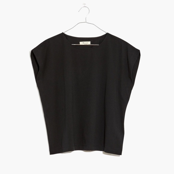 Madewell Shoulder Tee In Black Boxy Drapey Minimalist Versatile Relaxed Top XS - Picture 5 of 11